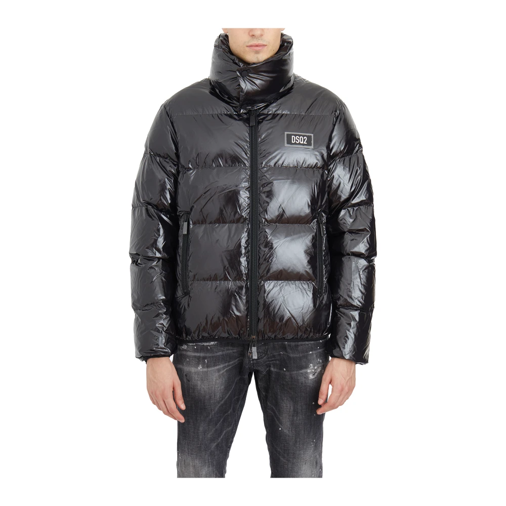 Dsquared2 Pufferjack met Logo Applicatie Black Heren