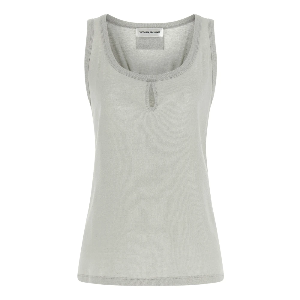 Victoria Beckham Women's Gray Split Tank Top - Sleeveless Tops - S - Tops