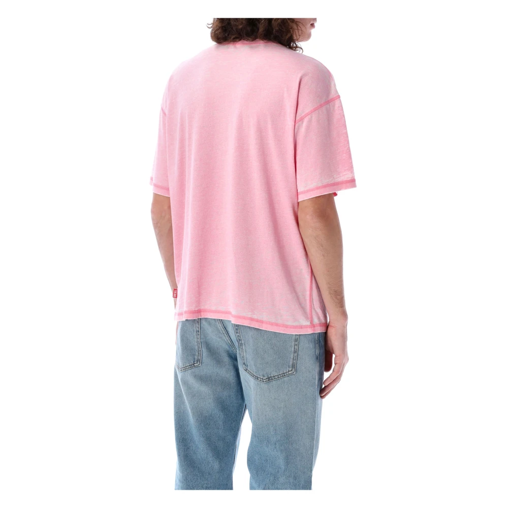 Diesel Roze Burn-Out T-Boxt-Pak T-Shirt Pink Heren