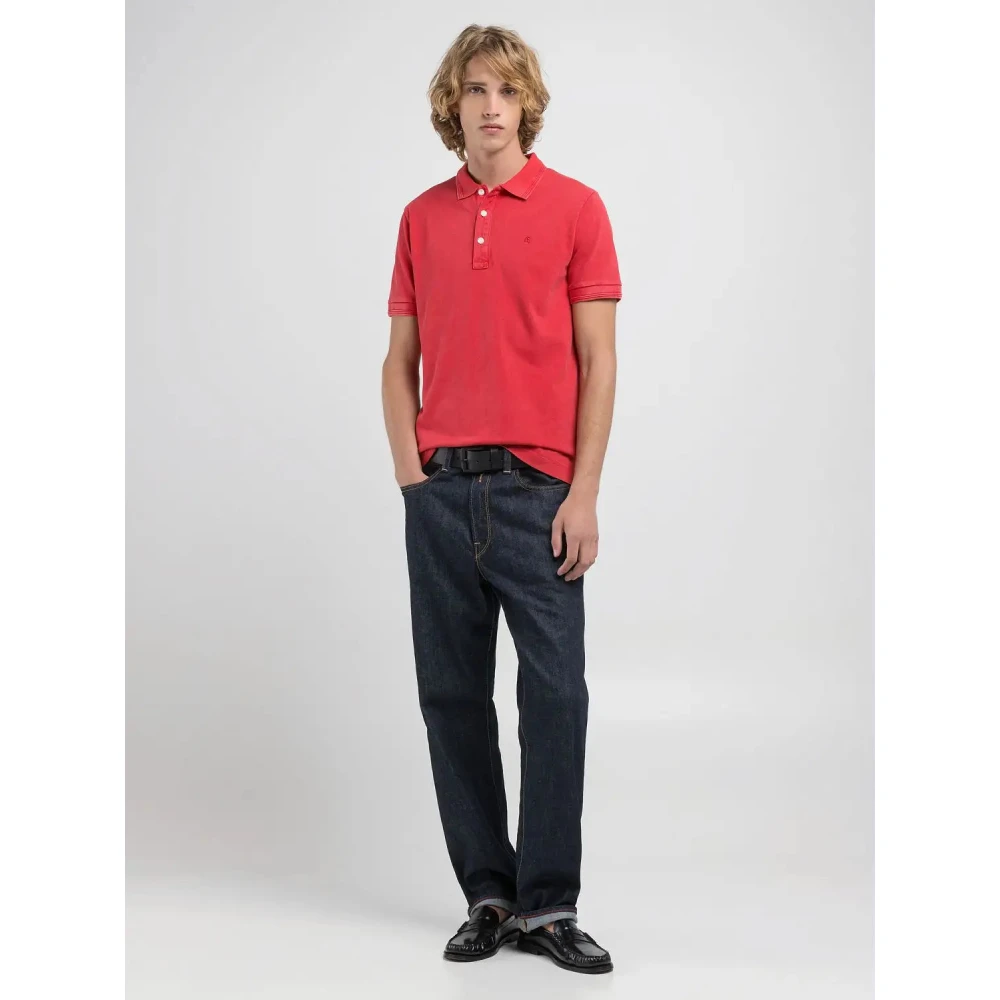 Replay Katoenen polo shirt met geborduurd logo Red Heren