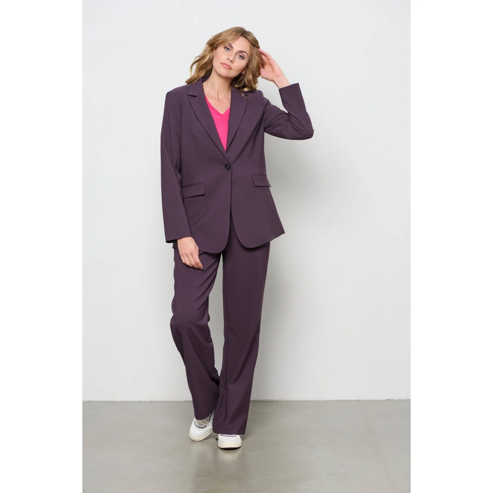 &Co Woman Bordeaux Slim Fit Broek Purple Dames