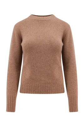 Cashmere Brun Tröja med Ribbade Muddar
