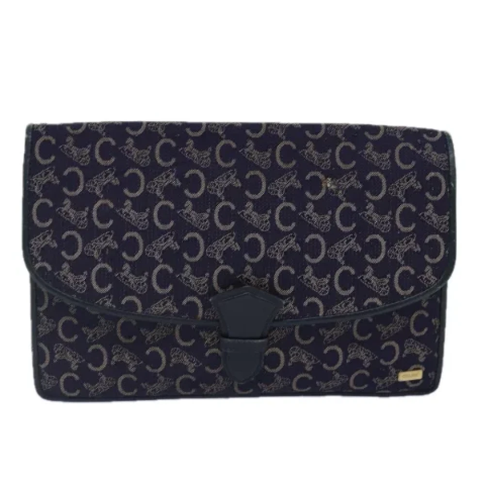 Celine Vintage Pre-owned Canvas clutches Blue Dames