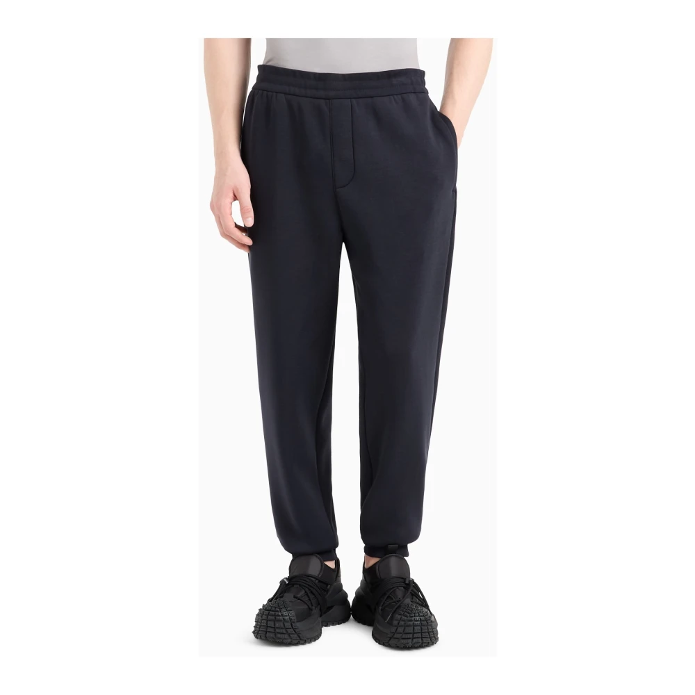Emporio Armani Blauwe Joggerbroek Warm Jersey Blue Heren