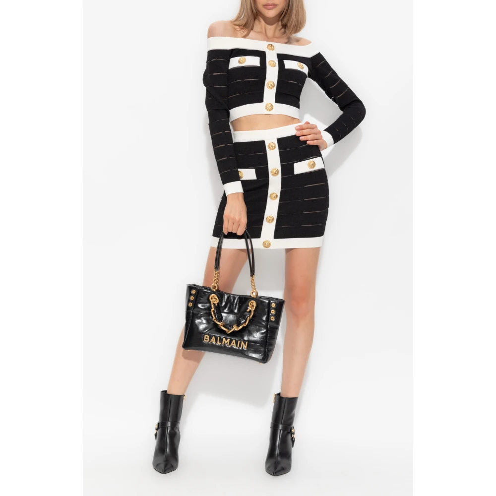 Balmain Rok met decoratieve knopen Black Dames