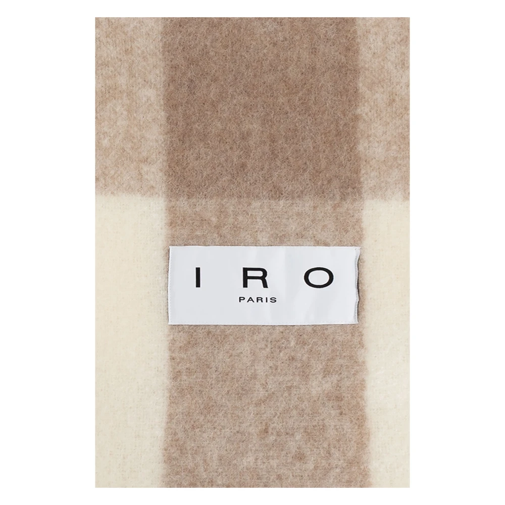 IRO Alpaca Wol Geruite Franje Sjaal Beige Dames