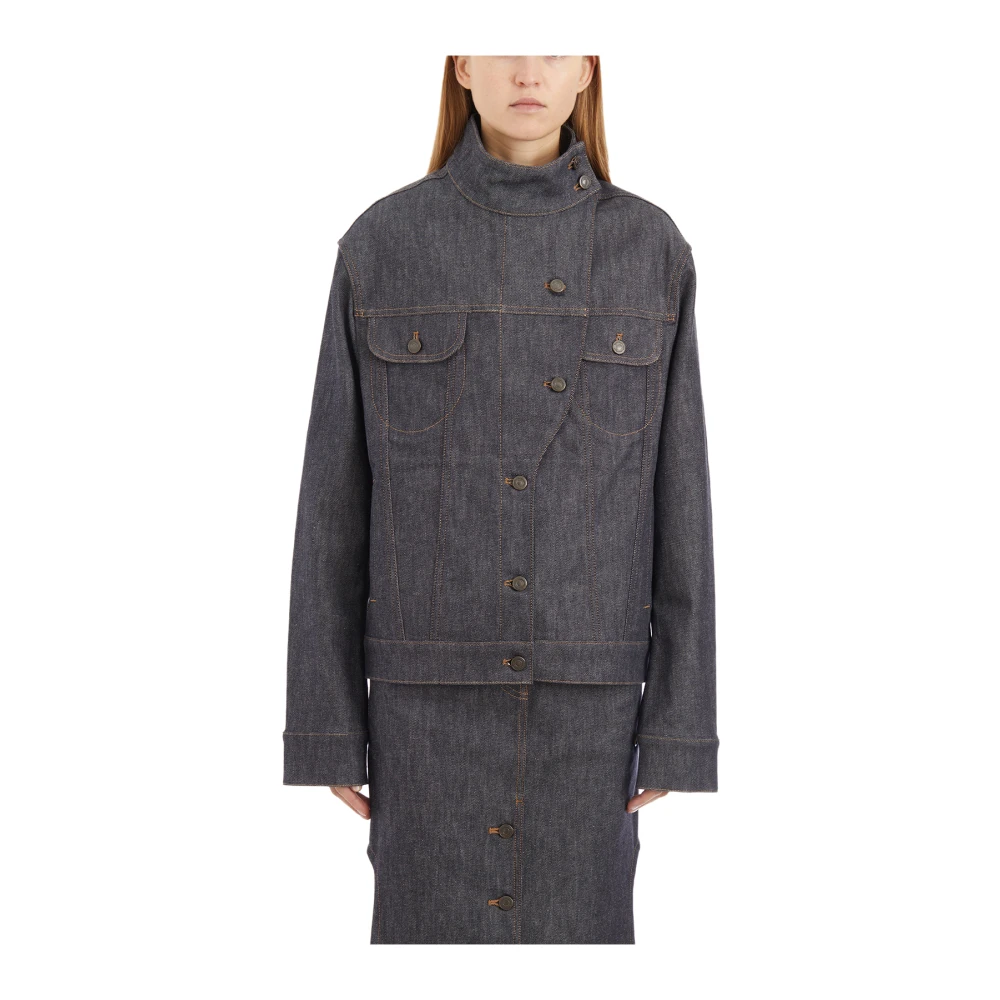 Courrèges Denim Motorjack Gray Dames