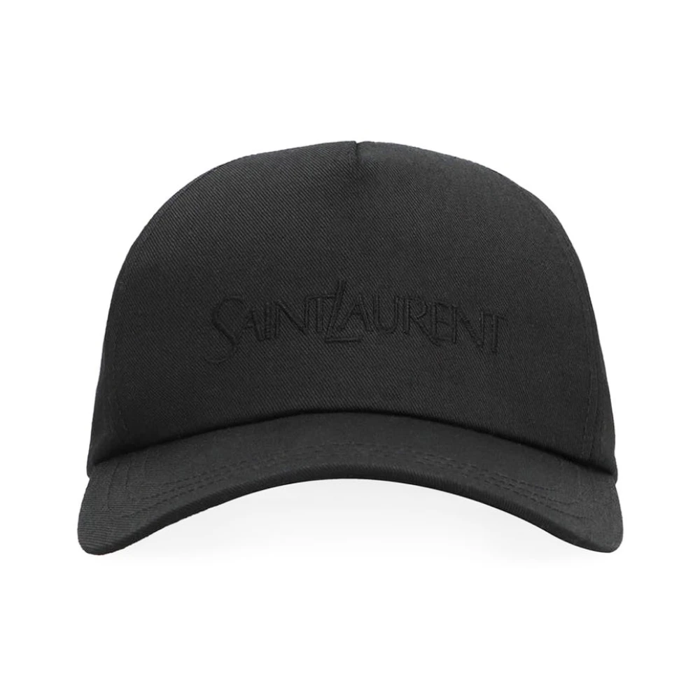 Saint Laurent Zwarte Logo Baseballpet Accessoires Black Heren