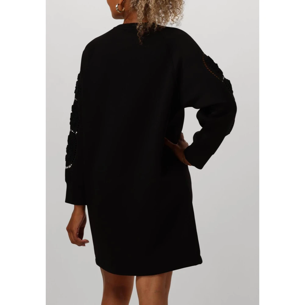 Object Zwarte Sweatjurk met Broderiedetails Black Dames