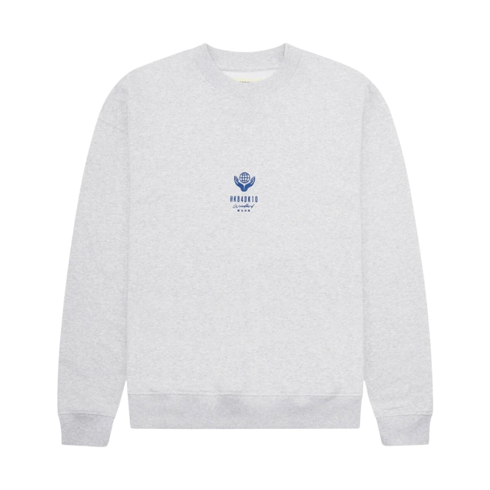 Woodbird Globe Crew Sweatshirt Gray Heren