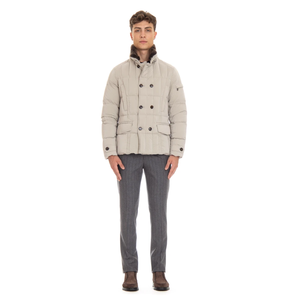 Moorer Gewatteerde Double-Breasted Peacoat Beige Heren