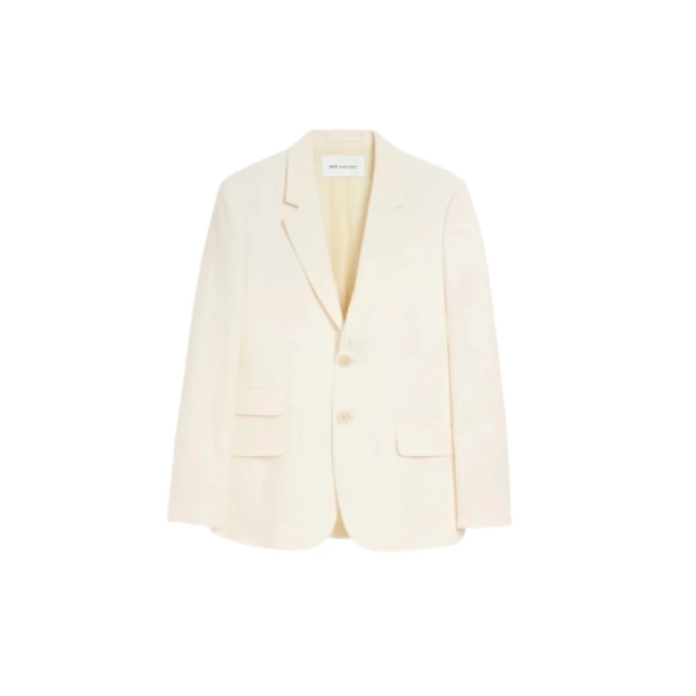 Ami Paris Men's Beige Single-Breasted Blazer