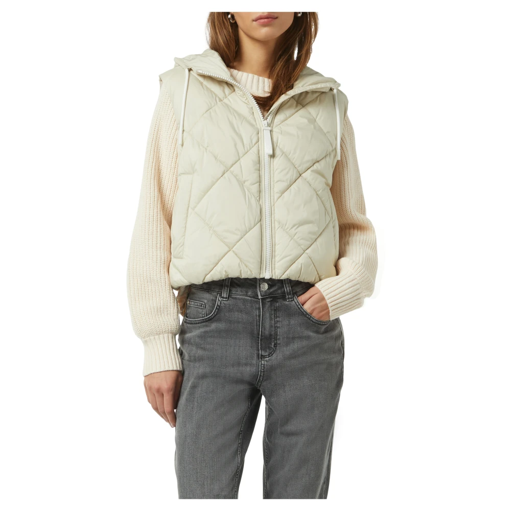 comma Lichtgewicht gewatteerd vest met capuchon Beige Dames