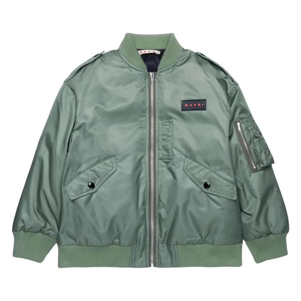 Marni Girls Green Bomber Jacket - Light Jackets - 8 Y - Kids