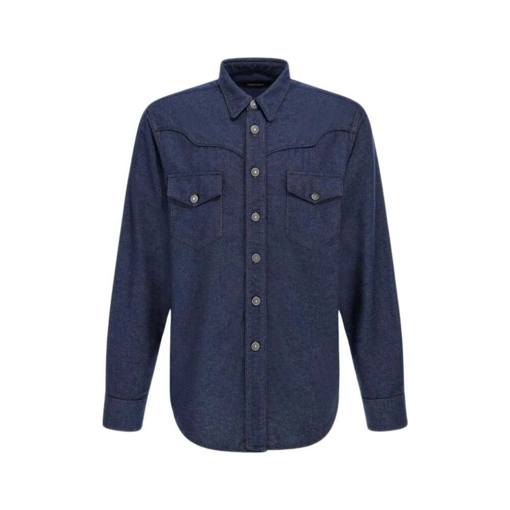 Roberto Cavalli Blue Dark Denim Shirt Made In Italy - Male - Denim Shirts - M - Shirts