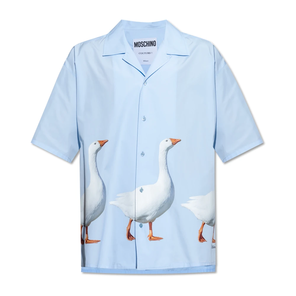 Moschino Shirt met dierenprintmotief Blue Heren