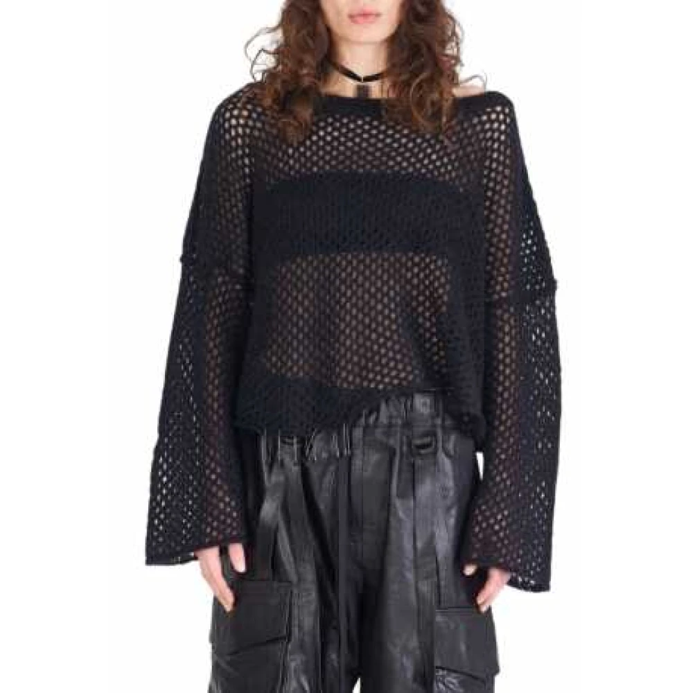 Isabel Benenato Zwarte Veiligheidsspeld Trui Oversized Black Dames