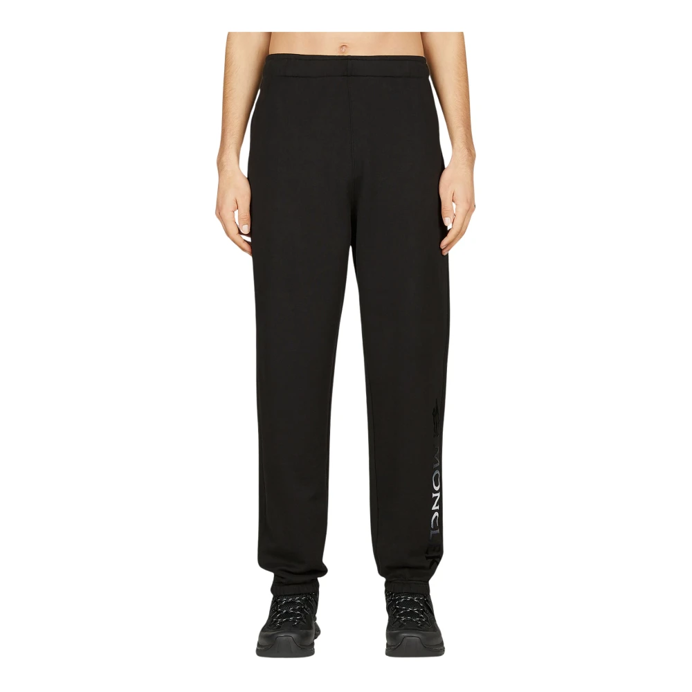 Moncler Men's Black Sweatpants, L, Logo Print Track Trousers