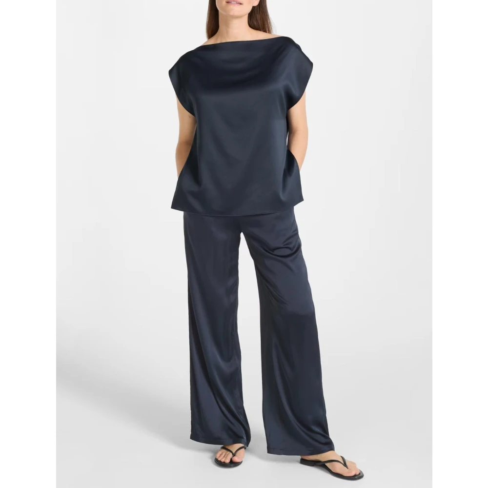Juvia Satijnen Boothals Top Blue Dames