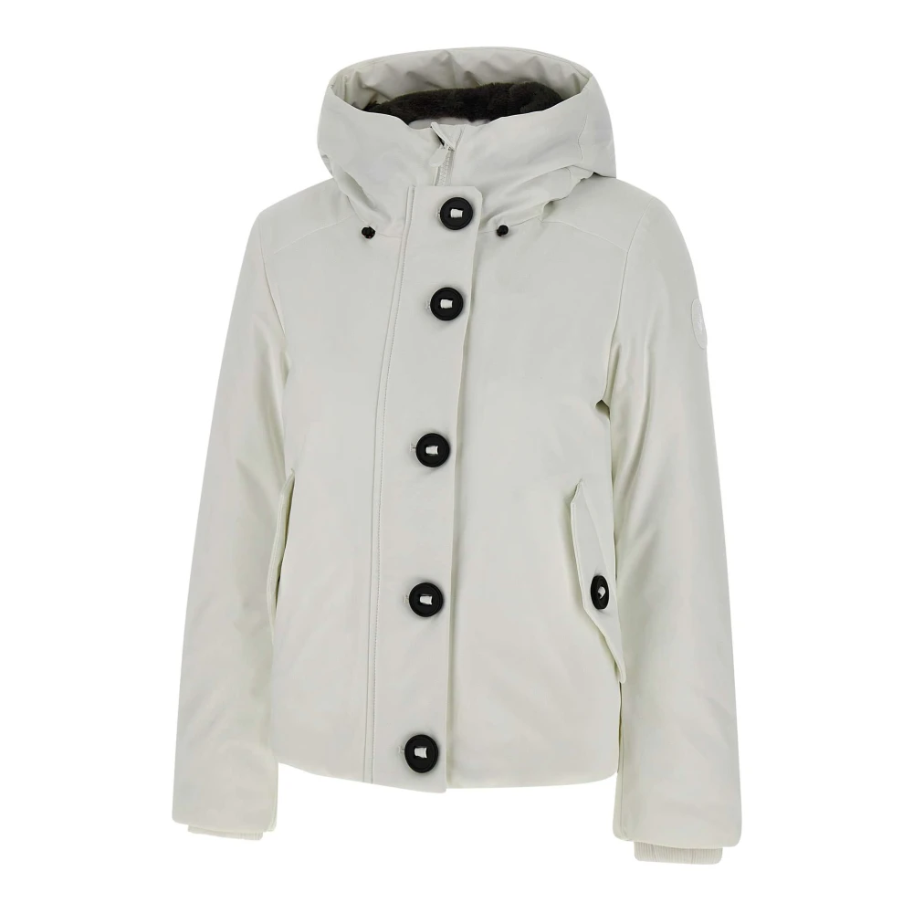 Save The Duck Witte Dames Parka met Nep Bont Trim White Dames