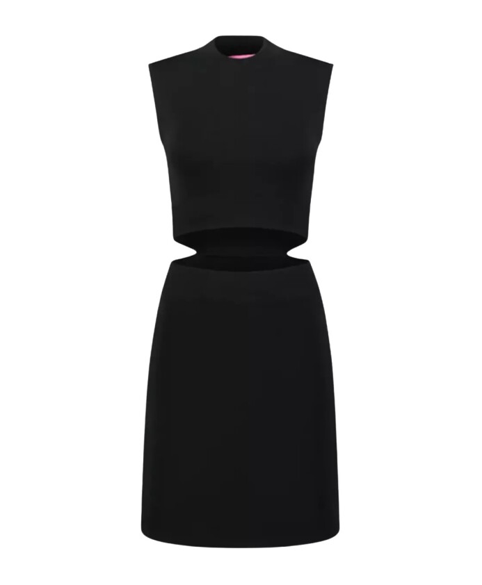 robe-noire-a-col-mao-avec-fente-avant