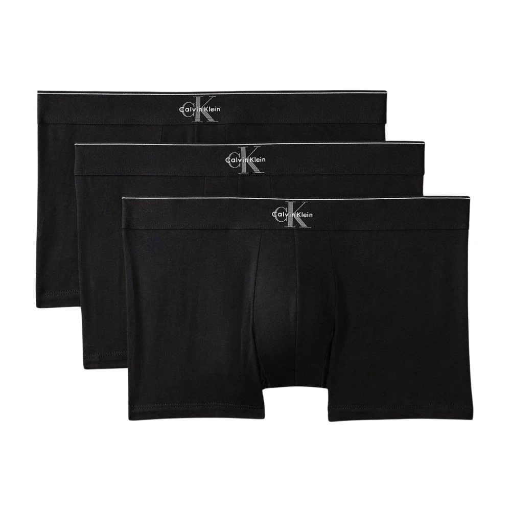 Calvin Klein Men's Black Underpants, S, Graphic Monogram Cotton Stretch 3-Pack Trunk