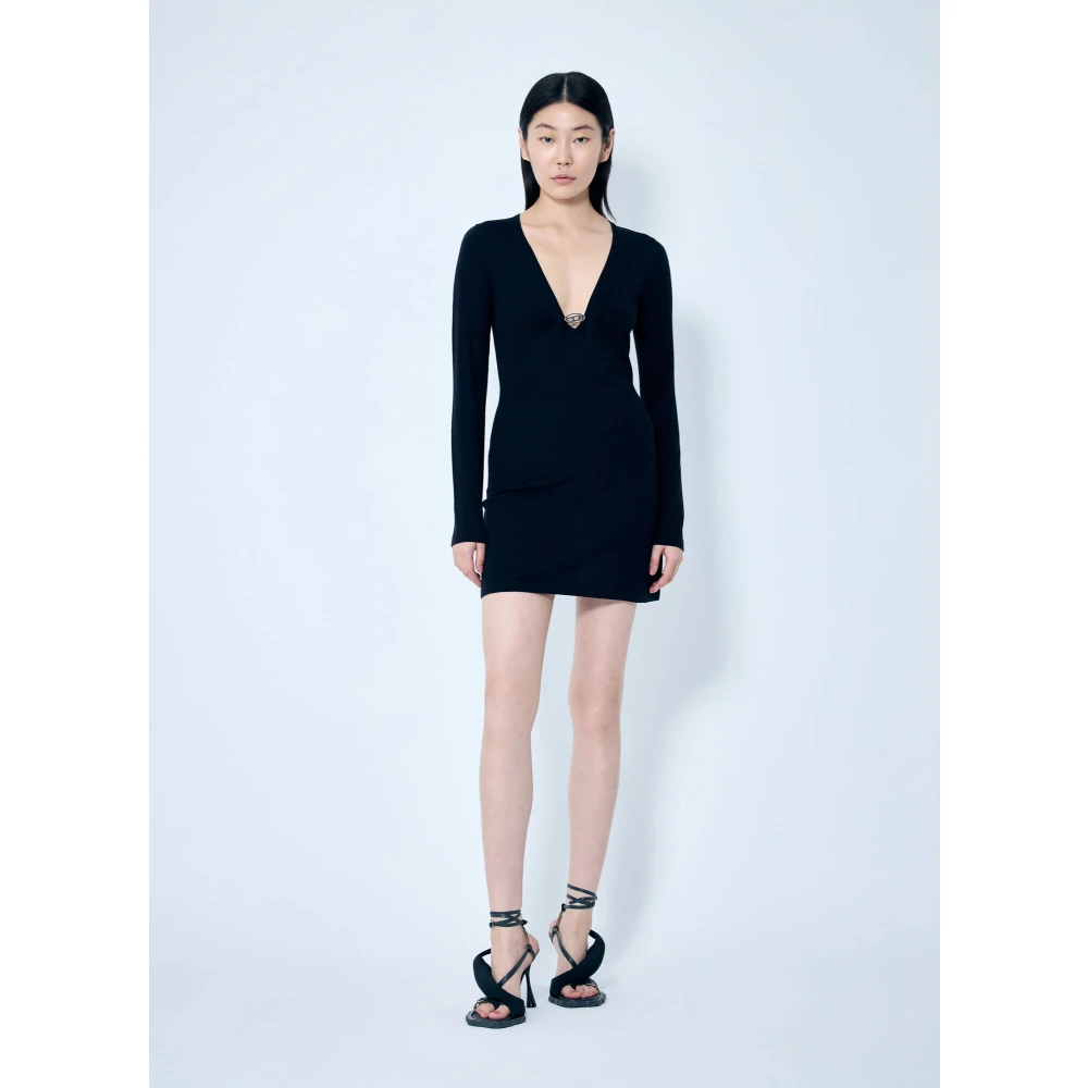 Diesel Wollen Gebreide Jurk met Lange Mouwen Black Dames