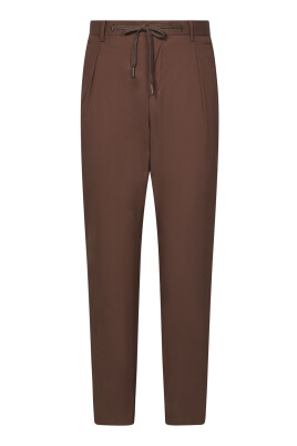 brown-elastic-waist-drawstring-trousers