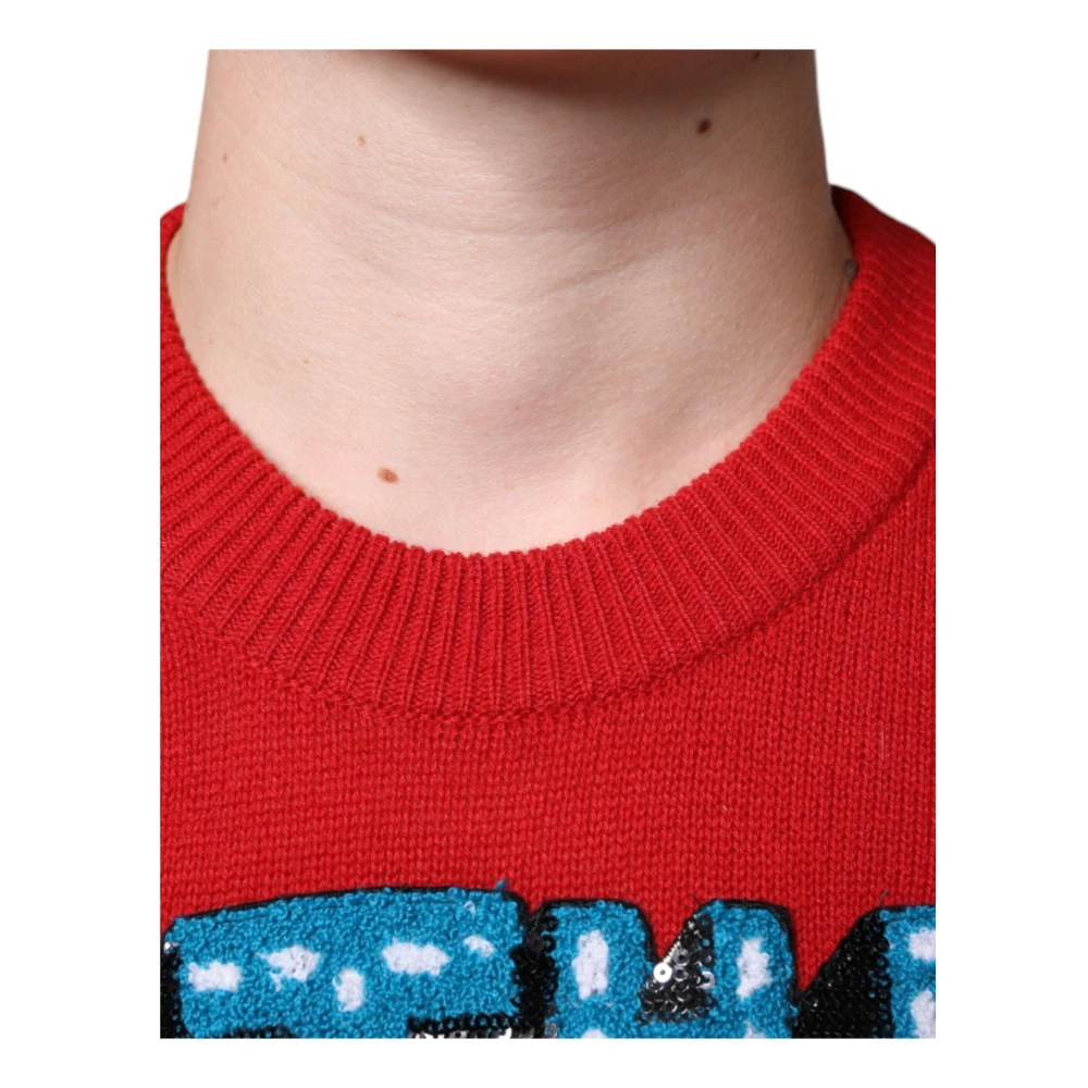 Dolce & Gabbana Geborduurde wollen ronde hals trui Multicolor Heren