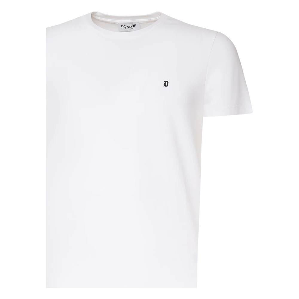 Dondup Witte Katoenen T-shirt met Logo White Heren