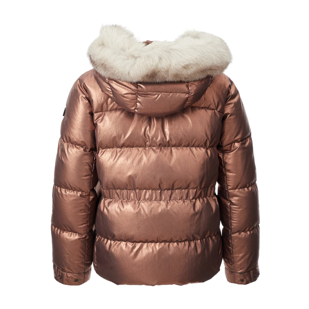 Peuterey Bronzen Metalen Gewatteerde Jas 'Mils' Pink Dames