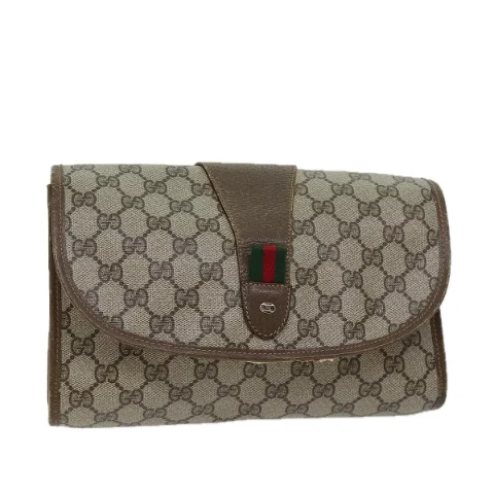Gucci Vintage Pre-owned Leather clutches Beige Dames
