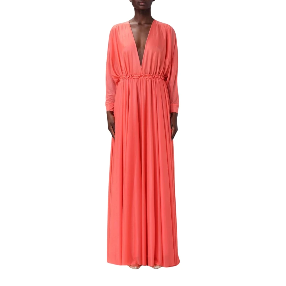 Pinko Women's Red Aline Silk Maxi Dress