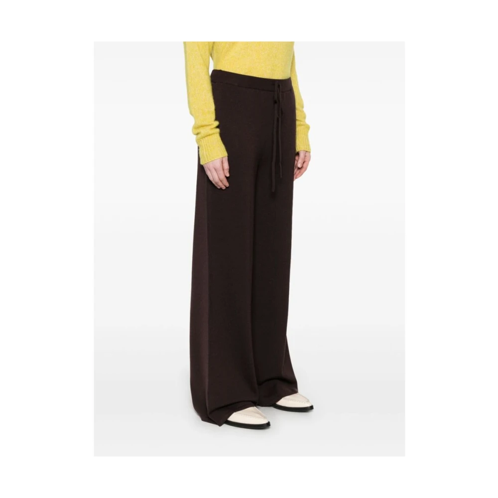 Stella Mccartney Bruine Wol Gebreide Trekkoord Broek Brown Dames