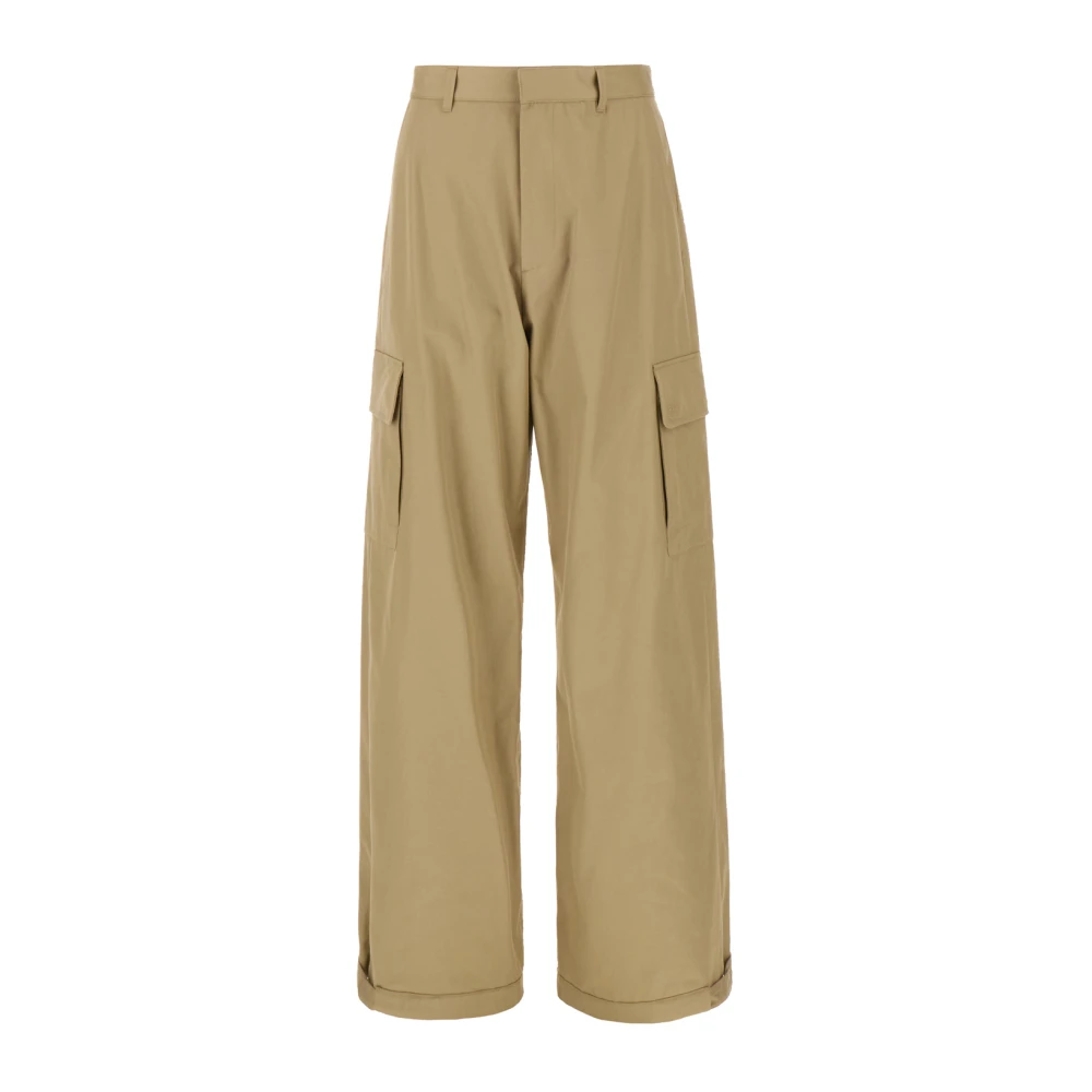 Off White Wide Trousers Beige Heren