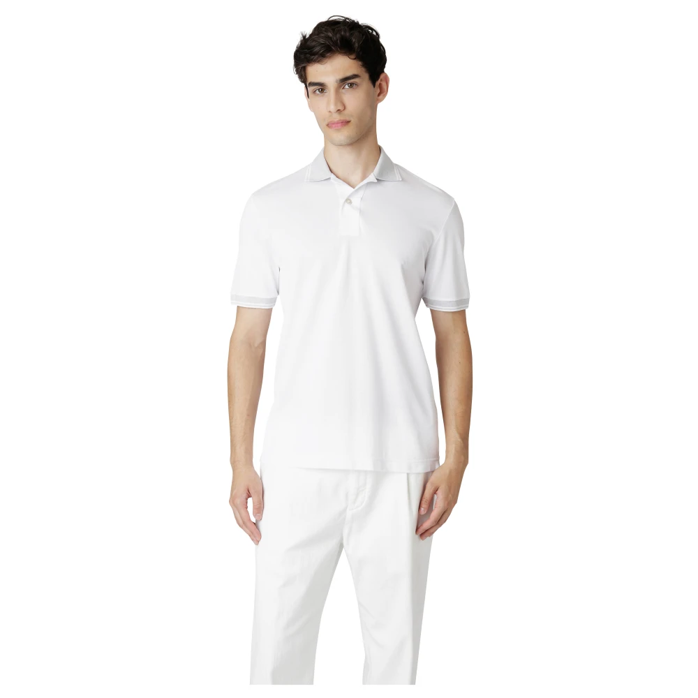Eleventy Giza Katoenen Polo Shirt White Heren