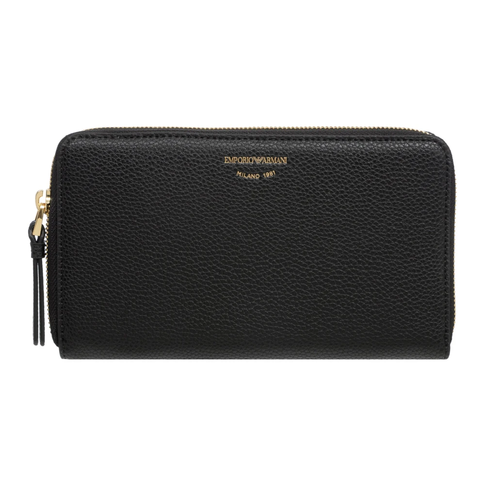 Emporio Armani Damski Czarny Akcesoria, Kobieta, One Size, Portfel Z Zamkiem I Slotami Na Karty