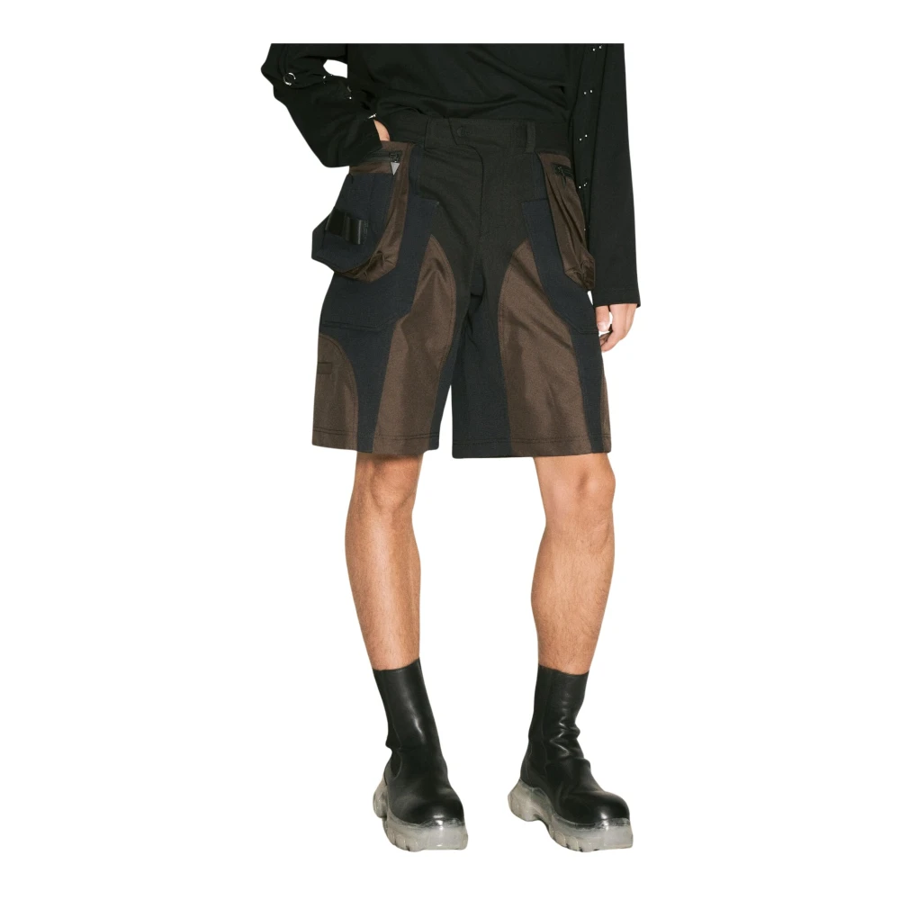 Mugler Contrast Weave Cargo Shorts Black Heren