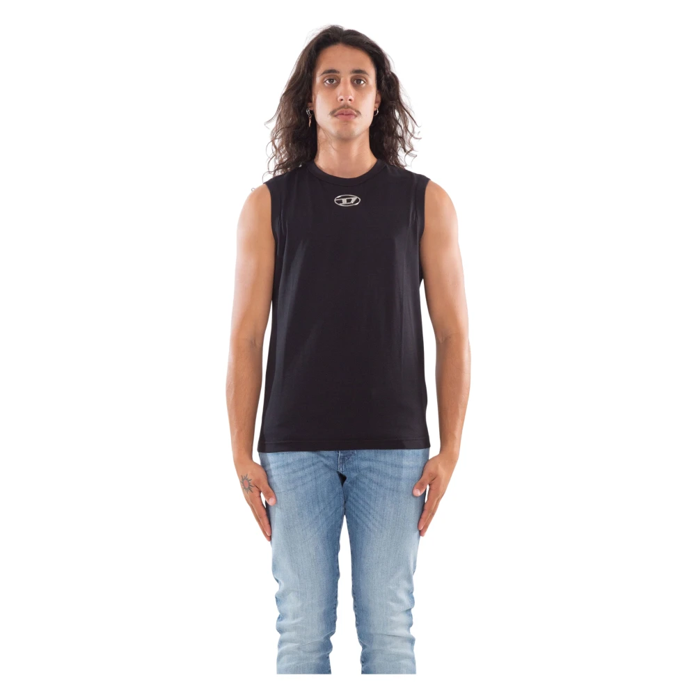 Diesel Oval D Tank Top Black Heren