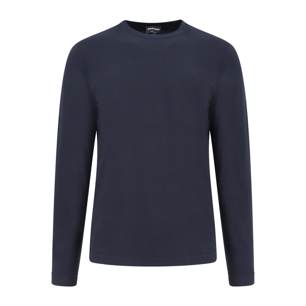 Giorgio Eco-Viscose Crew-Neck Longsleeve T-Shirt Blue Heren
