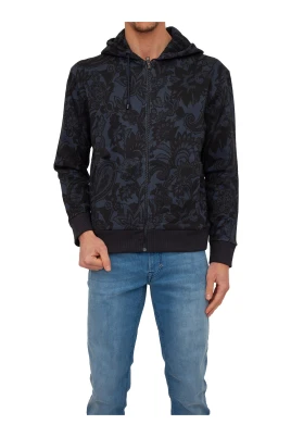Felpa Zip Cappuccio Blu Hoodie