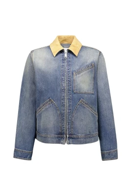 Blå Mockakrage Denimjacka