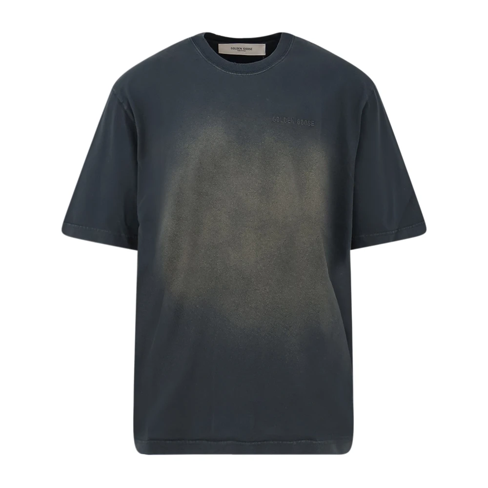 Golden Goose Men's Black/Golden Ribbed Crew-Neck T-Shirt