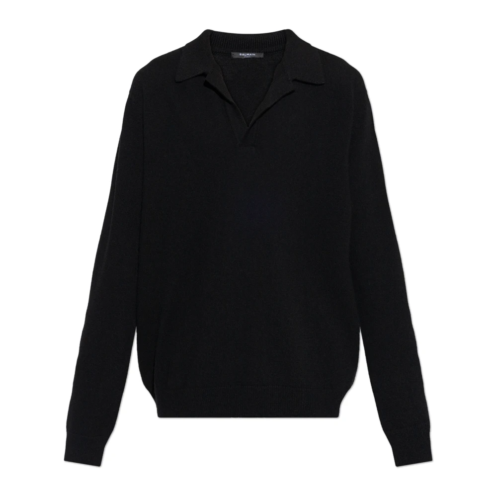 Balmain Uomo Nero - V-Neck Sweater - Knitwear - L