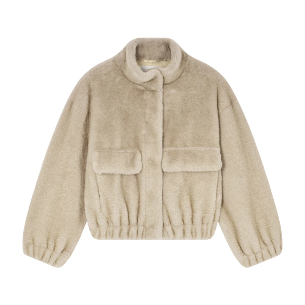 BA&SH Faux Fur Cropped Coat Grijs Gray Dames