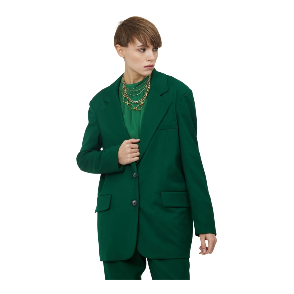 Silvian Heach Donna Verde Blazer Regular Con Tasche Laterali