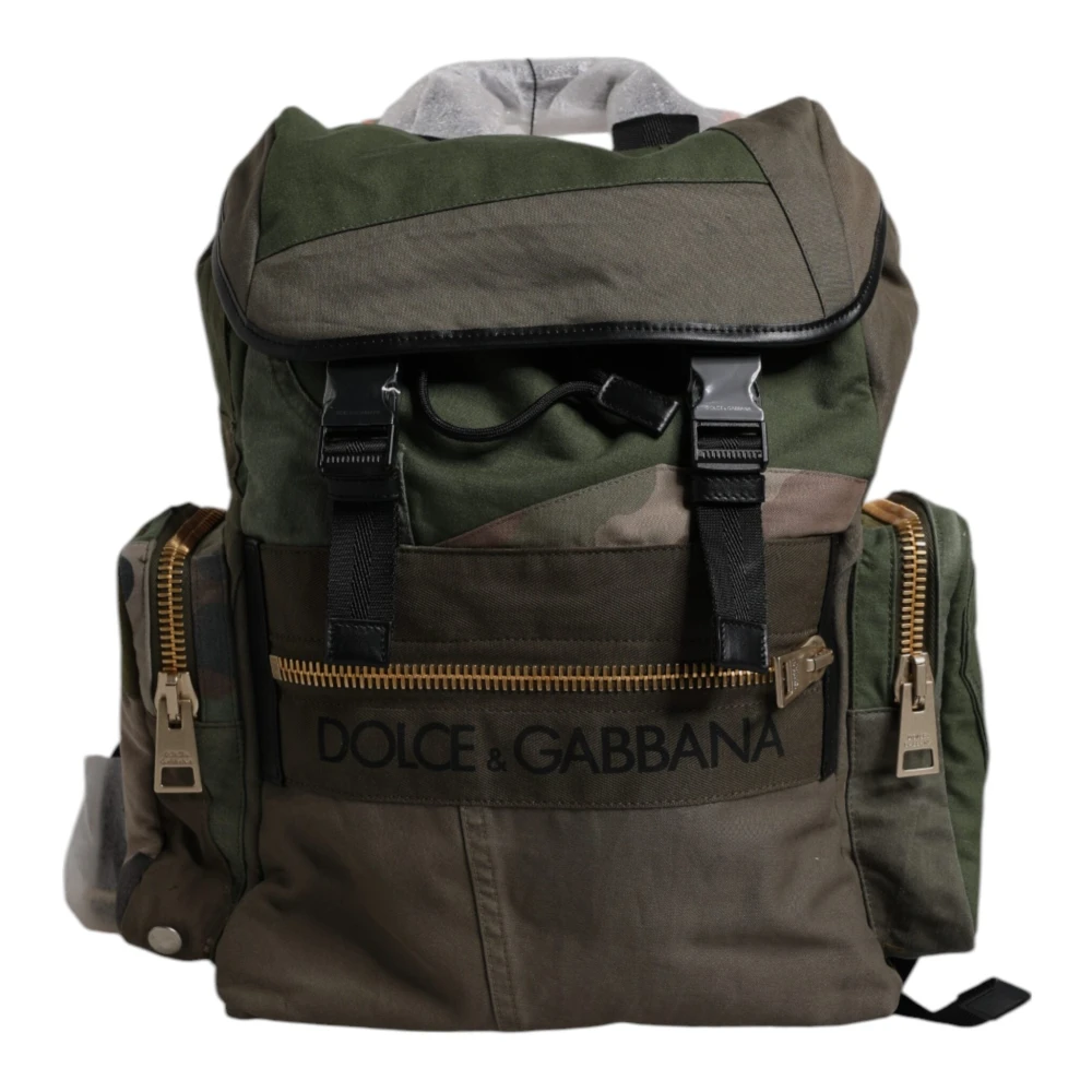 Dolce & Gabbana Unisex Green Patchwork Travel Backpack - Backpacks - One Size - Bags