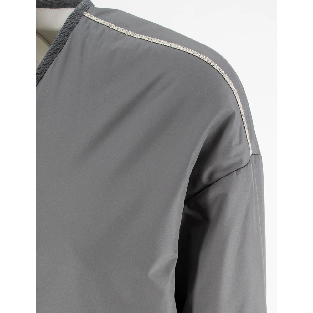 Le Tricot Perugia Omkeerbare jas met juweel detail Gray Dames