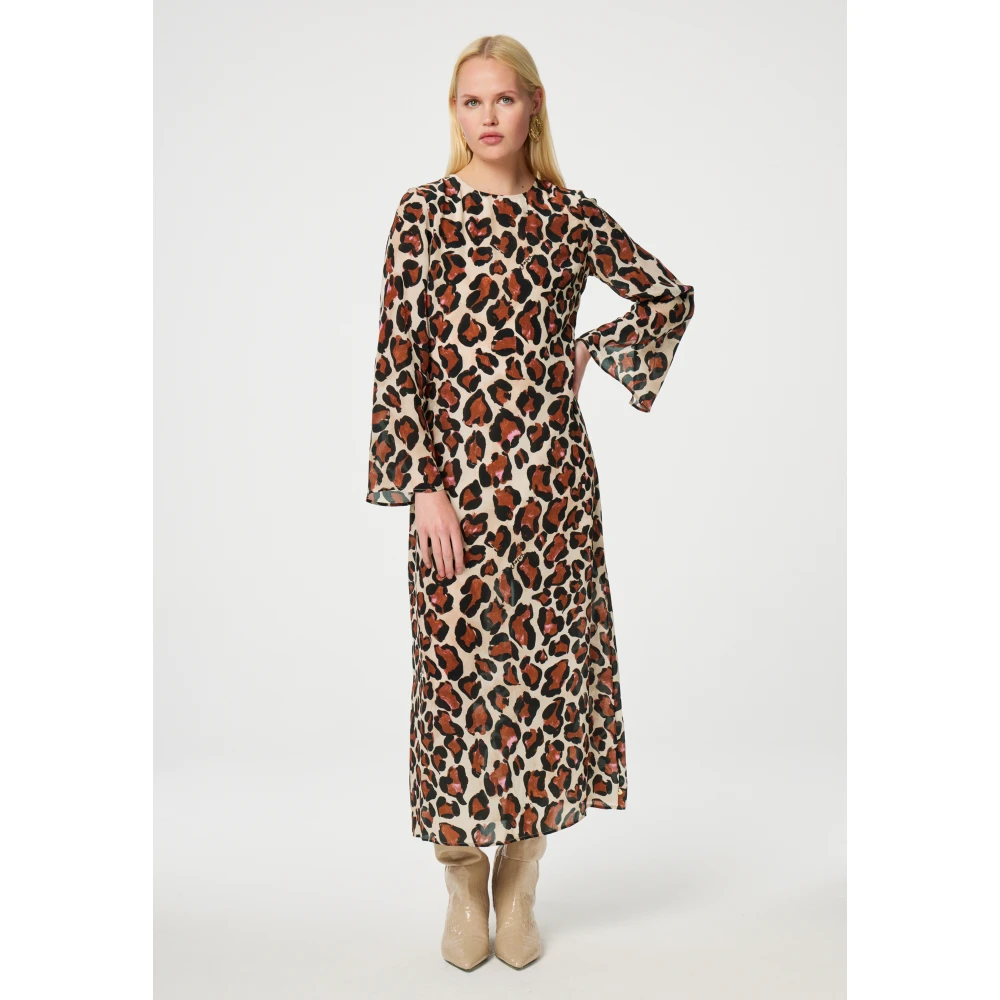 Fabienne Chapot Luipaardprint Midi Jurk Brown Dames