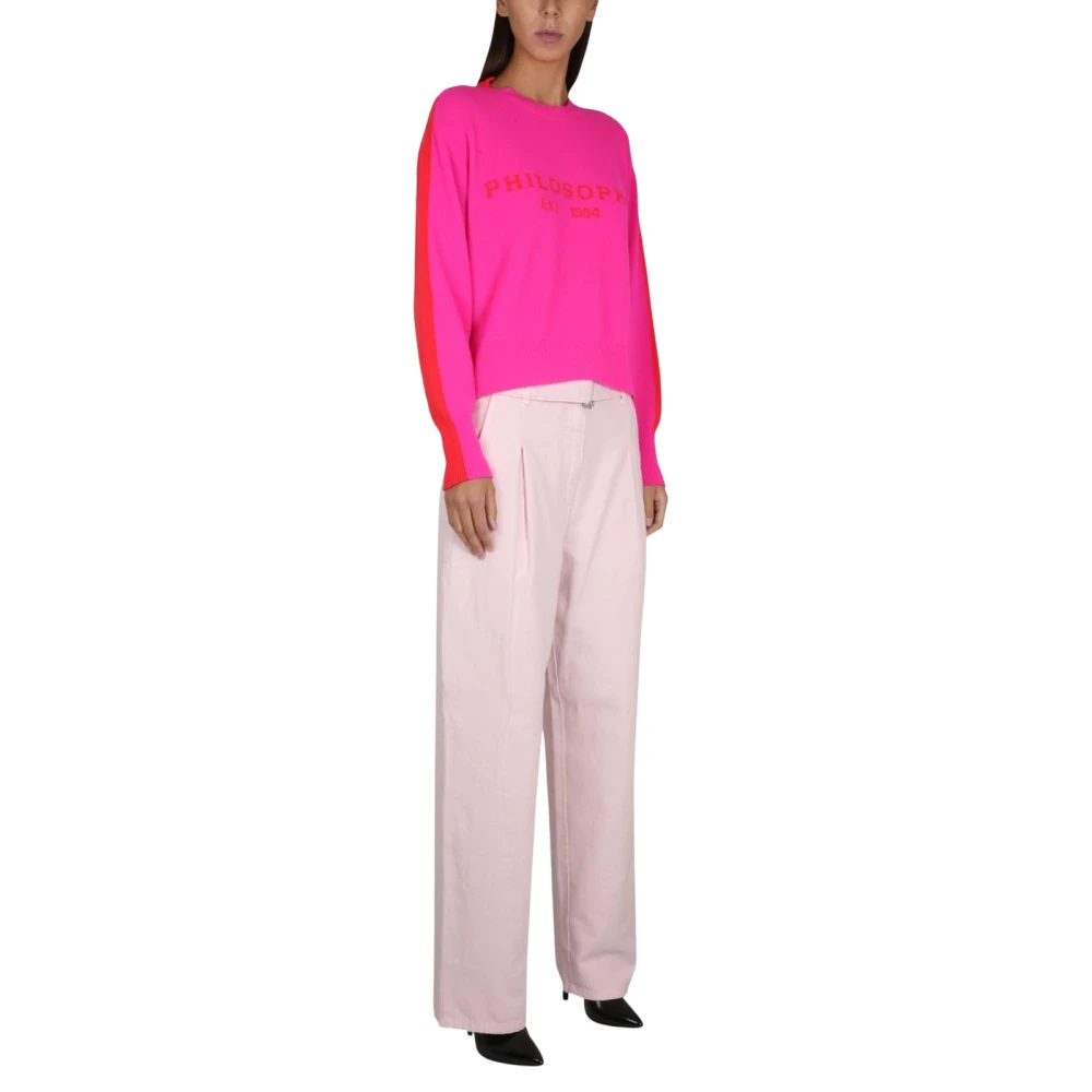 Philosophy Di Lorenzo Serafini Damen Rosa Pleated Wide Leg Trousers